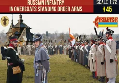 Strelets 1/72 Napoleonic Russian Infantry in Overcoats Standing Order Arms