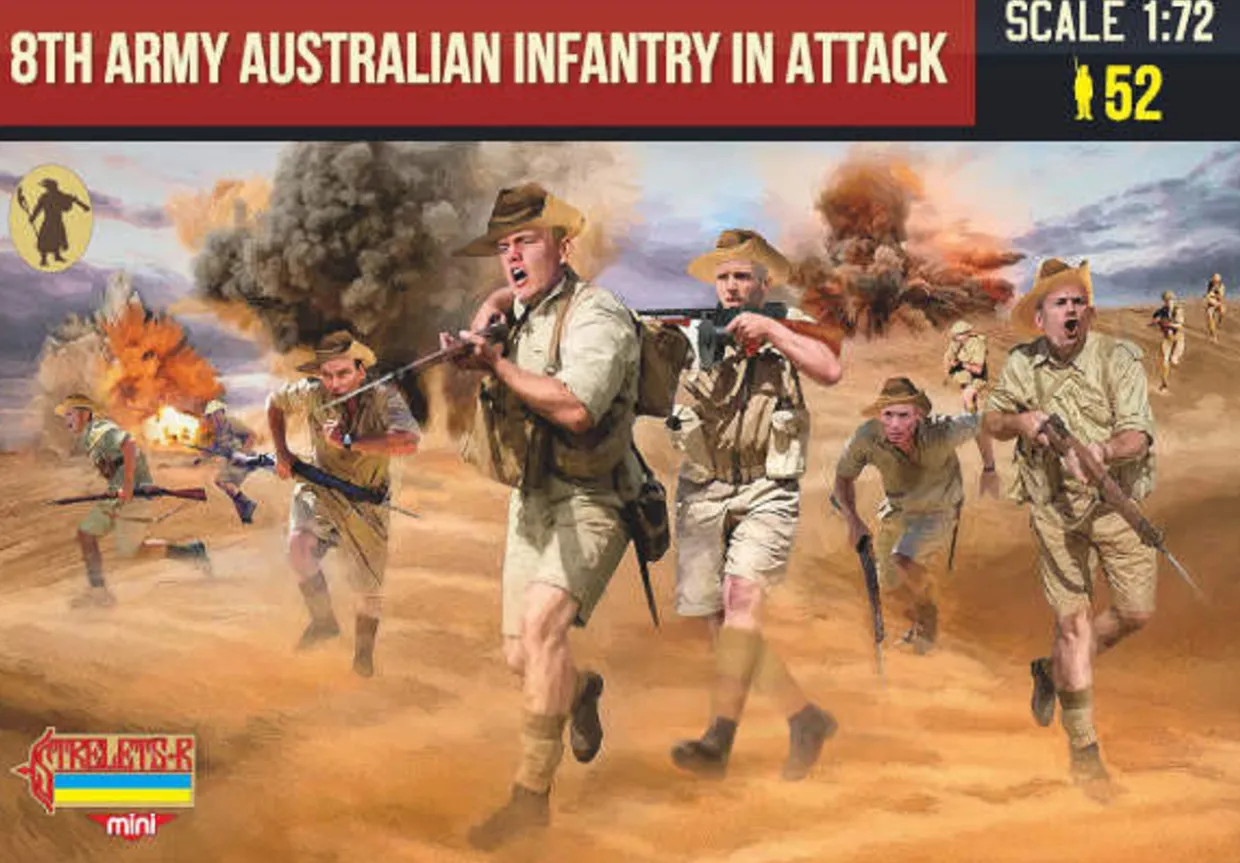 Strelets 1/72 WWII British 8th Army Australian Infantry in Attack