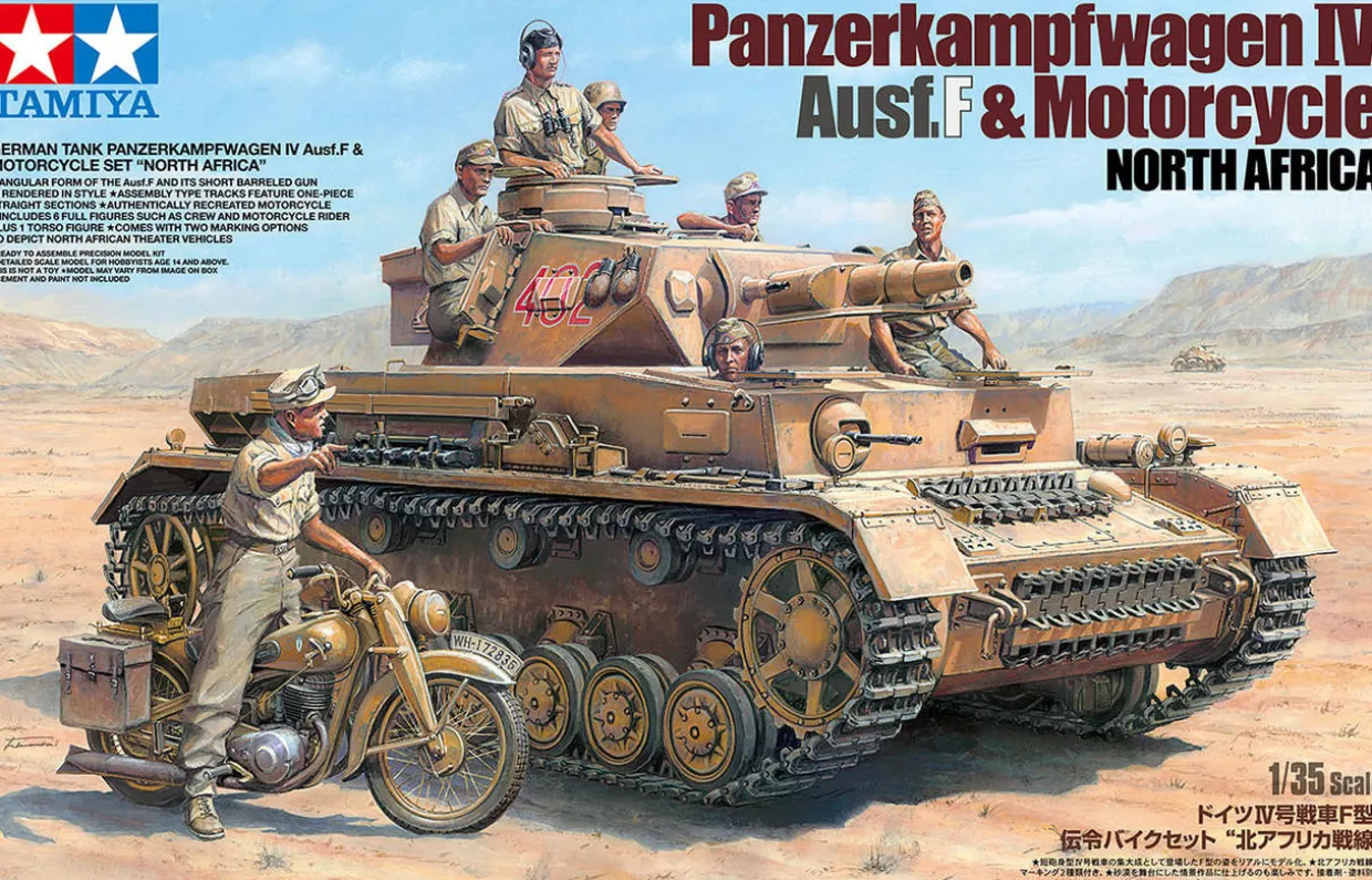 Tamiya 1/35 Pz.Kpfw.IV Ausf.F & Motorcycle North Africa