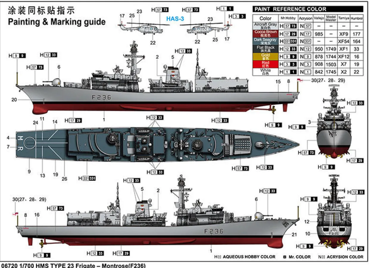 Trumpeter 1/700 HMS Montrose F236 Type 23 Frigate