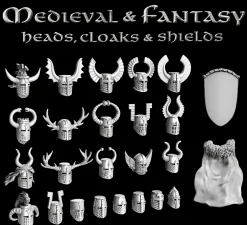 Victrix 28mm Medieval & Fantasy Heads, Cloaks & Shields