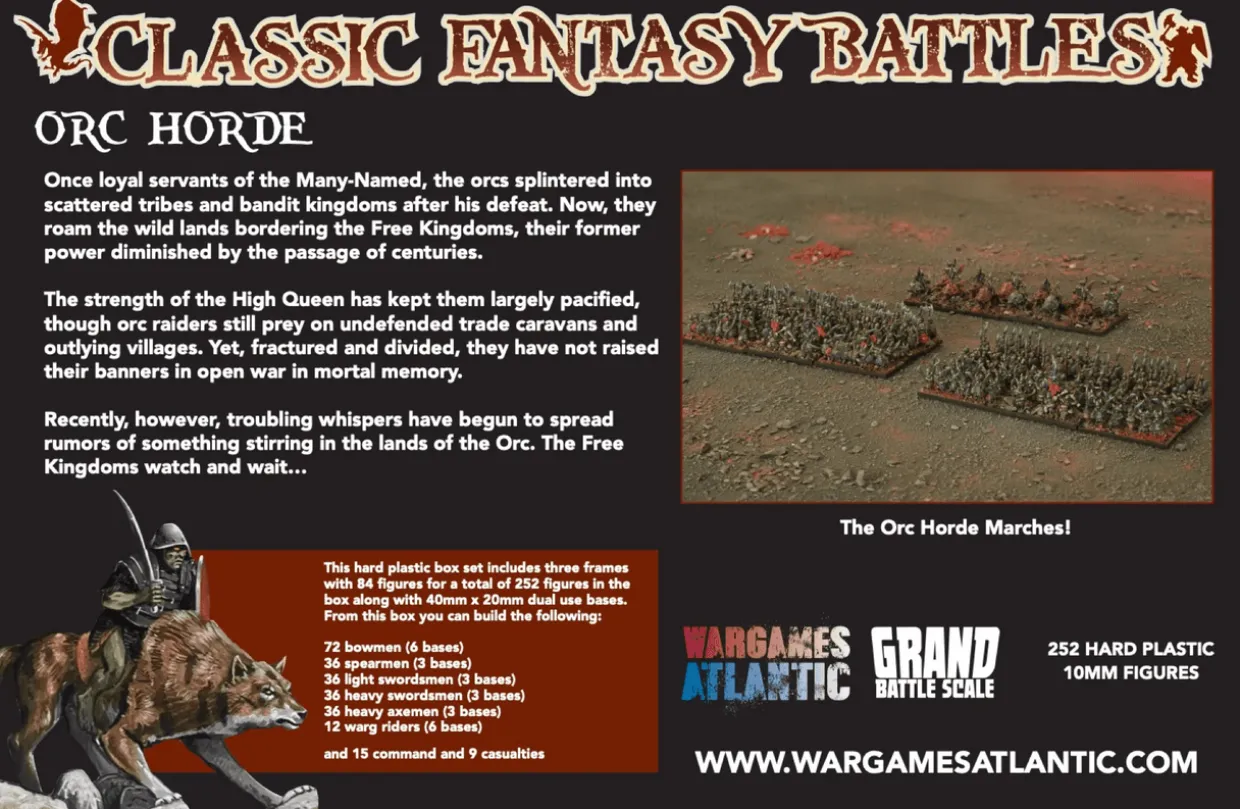Wargames Atlantic 10mm Grand Battle Scale - Classic Fantasy Battle Orc Horde